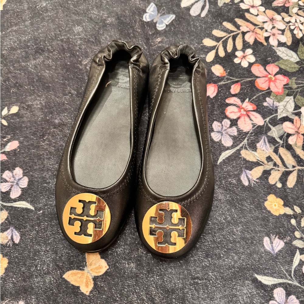 Tory Burch Black Leather Flats